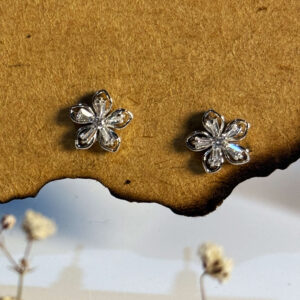 Crystal Flora Silver Studs