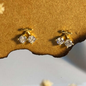 Crystal Cherry Gold Studs