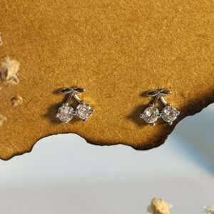 Crystal Cherry Silver Studs