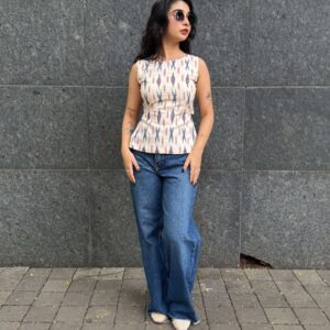 Aadi Boat Neck Ikat Top